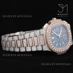 Load image into Gallery viewer, Iced Out Blue Dial Moissanite Diamond Hip Hop Watch