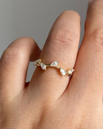 Load image into Gallery viewer, 2 x 4 Marquise Cut Moissanite Wedding Band Anniversary Leaf Band Gift For Her