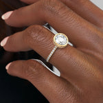 Load image into Gallery viewer, 1.50CT Round Cut Hidden Halo Bezel Moissanite Diamond Engagement Ring