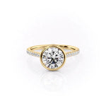 Load image into Gallery viewer, 1.50CT Round Cut Hidden Halo Bezel Moissanite Diamond Engagement Ring