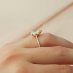 Load image into Gallery viewer, 1.0CT Pear Diamond Moissanite Pave Engagement Ring
