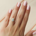 Load image into Gallery viewer, 1.0CT Pear Diamond Moissanite Pave Engagement Ring