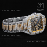 Load image into Gallery viewer, Fully VVS Moissanite Studded Two Tone Skeleton Diamond Watch