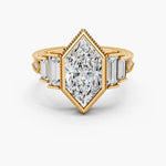 Load image into Gallery viewer, 4.0CT Dutch Marquise Diamond Moissanite Five Stone Vintage Engagement Ring