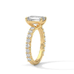 Load image into Gallery viewer, 1.50 CT Emerald Cut Pave Moissanite Diamond Engagement Ring