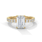 Load image into Gallery viewer, 1.50 CT Emerald Cut Pave Moissanite Diamond Engagement Ring