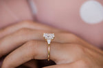 Load image into Gallery viewer, 2.0 CT Elongated Cushion Three Stone Moissanite Diamond Engagement Ring