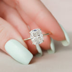 Load image into Gallery viewer, 2 Elongated Cushion Cut Moissanite Hidden Halo Engagement Ring