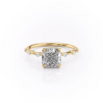 Load image into Gallery viewer, 1.0CT Cushion Diamond Moissanite Petite Pave Engagement Ring