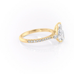 Load image into Gallery viewer, 1.50 CT Pear Cut Three Stone Pave Moissanite Diamond Engagement Ring