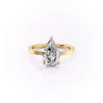 Load image into Gallery viewer, 1.50 CT Pear Cut Cigar Moissanite Diamond Engagement Ring