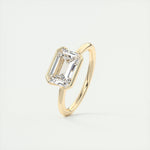 Load image into Gallery viewer, 3 CT Emerald Flush Stacking Half Bezel Solitaire Moissanite Engagement Ring