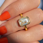 Load image into Gallery viewer, 3.50 CT Split Shank Emerald Bezel Set Solitaire Engagement Ring