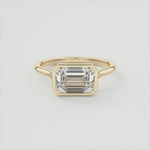Load image into Gallery viewer, 2 CT East West Emerald Bezel Solitaire Moissanite Engagement Ring