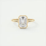 Load image into Gallery viewer, 3.50 CT Split Shank Emerald Bezel Set Solitaire Engagement Ring