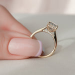 Load image into Gallery viewer, 2.50 CT Emerald Cut Moissanite Hidden Halo Engagement Ring