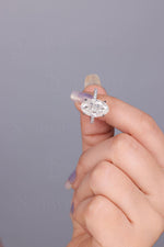 Load image into Gallery viewer, 2.50 CT Oval Cut Hidden Halo Moissanite Engagement Ring