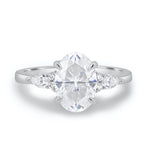 Load image into Gallery viewer, 3.50 CT Oval Cut Three Stone Moissanite Engagement Ring in 14K White Gold