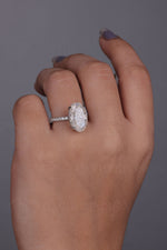 Load image into Gallery viewer, 2.50 CT Oval Cut Hidden Halo Moissanite Engagement Ring