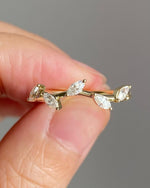 Load image into Gallery viewer, 2 x 4 Marquise Cut Moissanite Wedding Band Anniversary Leaf Band Gift For Her