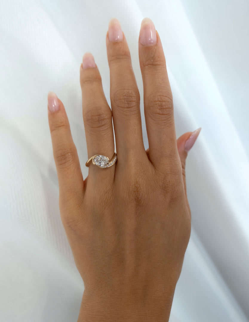 2.0CT Oval Cut Moissanite Unique Pave Diamond Engagement Ring