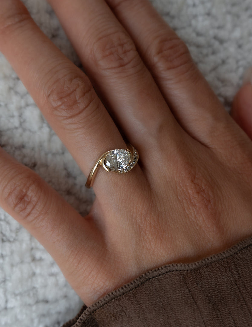 2.0CT Oval Cut Moissanite Unique Pave Diamond Engagement Ring