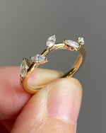 Load image into Gallery viewer, 2 x 4 Marquise Cut Moissanite Wedding Band Anniversary Leaf Band Gift For Her
