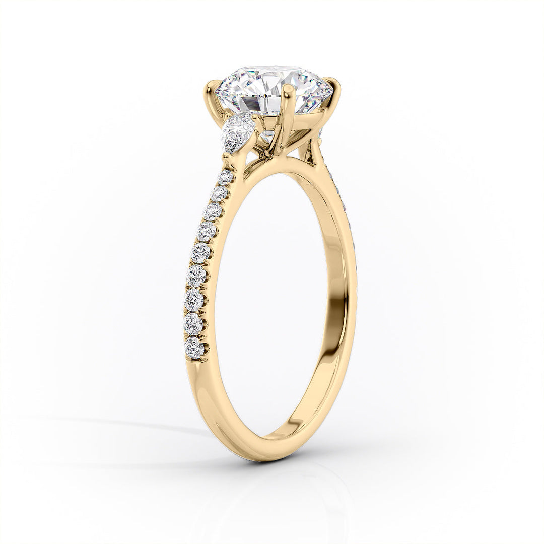 1.0CT Cushion Diamond Moissanite Three Stone Pave Engagement Ring