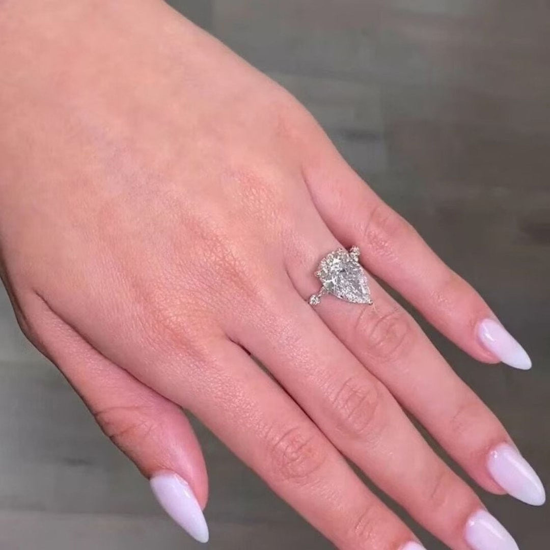 3 CT Pear Cut Moissanite Engagement Ring 14K Solid Gold Ring For Her Perfect For Gift