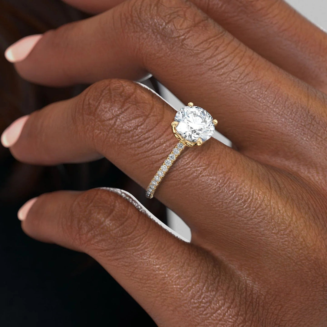 1.0 CT Round Diamond Lab Grown Pave Engagement Ring