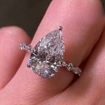 Load image into Gallery viewer, 3 CT Pear Cut Moissanite Engagement Ring 14K Solid Gold Ring For Her Perfect For Gift