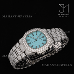 Load image into Gallery viewer, Fully Iced Out Sky Blue Dial Watch