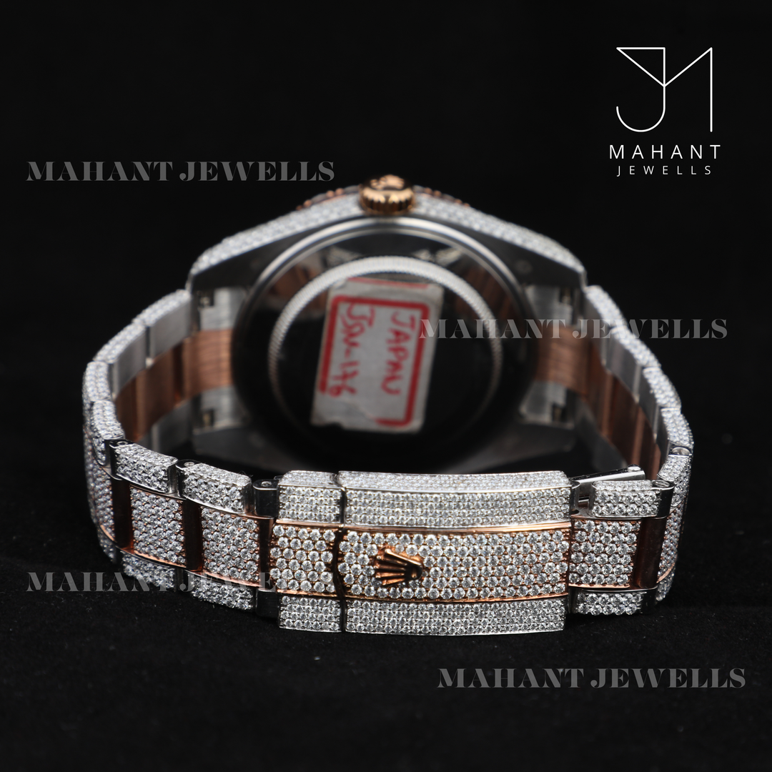 Full Iced Out VVS Moissanite Diamond Roman Dial Wrist Watch