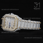 Load image into Gallery viewer, Square Dial Moissanite Watch With Roman Dial With Fully Ice Out Band