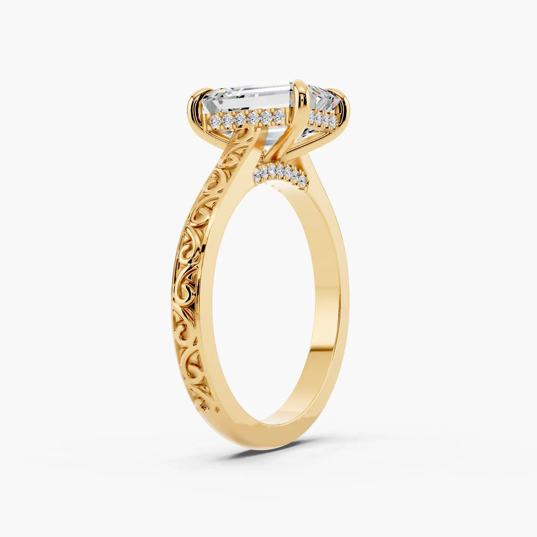 Emerald Cut Moissanite Engagement Ring