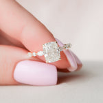 Load image into Gallery viewer, 2.50 CT Elongated Cushion Cut Moissanite Hidden Halo Engagement Ring