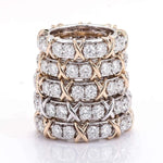 Load image into Gallery viewer, Lab Grown Diamond Set X Ring Eternity Band Sixteen Stone Two Tone Full Eternity Wedding Band