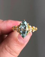 Load image into Gallery viewer, 2 CT Art Deco Style Floral Leaf Moissanite Ring Blue Green Marquise Cut Engagement Ring