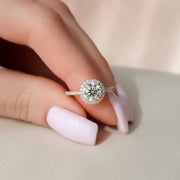 Round Halo Moissanite Ring