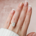 Load image into Gallery viewer, 3 CT Elongated Cushion Cut Moissanite Hidden Halo Engagement Ring In 18K Solid Two Tone Gold Ring