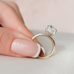 Load image into Gallery viewer, 3 CT Elongated Cushion Cut Moissanite Hidden Halo Engagement Ring In 18K Solid Two Tone Gold Ring