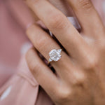 Load image into Gallery viewer, 2.0 CT Elongated Cushion Three Stone Moissanite Diamond Engagement Ring