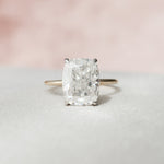 Load image into Gallery viewer, 3 CT Elongated Cushion Cut Moissanite Hidden Halo Engagement Ring In 18K Solid Two Tone Gold Ring