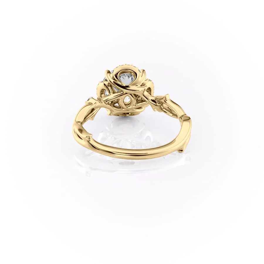 2.0CT Round Diamond Lab Grown Halo Nature Inspired Engagement Ring