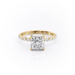 Load image into Gallery viewer, 1.50 CT Princess Cut Solitaire Moissanite Diamond Pave Engagement Ring
