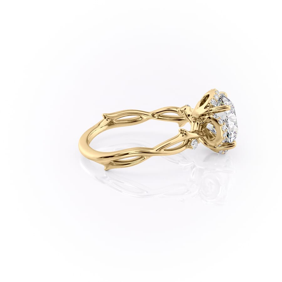 2.0CT Round Diamond Lab Grown Halo Nature Inspired Engagement Ring