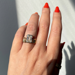 Load image into Gallery viewer, 2 CT Emerald Flush Stacking Half Bezel Solitaire Moissanite Engagement Ring