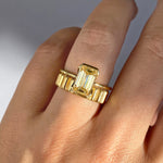 Load image into Gallery viewer, 2 CT Emerald Flush Stacking Half Bezel Solitaire Moissanite Engagement Ring