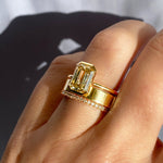 Load image into Gallery viewer, 2 CT Emerald Flush Stacking Half Bezel Solitaire Moissanite Engagement Ring