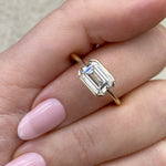 Load image into Gallery viewer, 3 CT Emerald Flush Stacking Half Bezel Solitaire Moissanite Engagement Ring